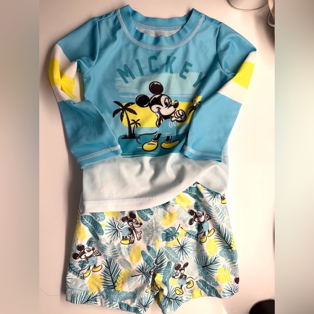 Disney 18 Months Mickey Mouse toddler Rashguard - Blue and Yellow